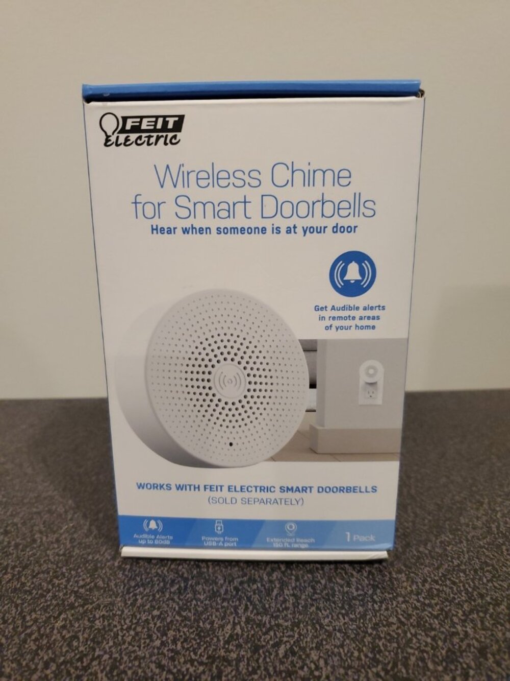 Feit Electric USB Powered Wireless Chime for Smart Doorbell Speaker NEW